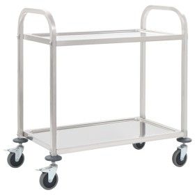 Küchenwagen mit 2 Ebenen aus Edelstahl 95x45x83,5 cm von vidaXL, Küchen- und Speisewagen - Ref: Foro24-50913, Preis: 87,02 €,...