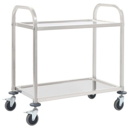 Küchenwagen mit 2 Ebenen aus Edelstahl 95x45x83,5 cm von vidaXL, Küchen- und Speisewagen - Ref: Foro24-50913, Preis: 87,02 €,...