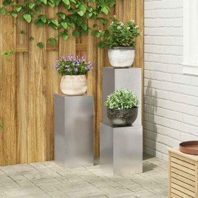 Soporte de plantas 3 pcs Plateado Acero inoxidable en Soportes para macetas | Comprar online en Foro24