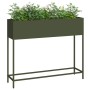 Jardinera Elevada Verde oliva 100 x 26 x 82 cm Acero en Maceteros y jardineras | Comprar online en Foro24