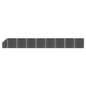 Juego de paneles de valla WPC negro 1484x(105-186) cm