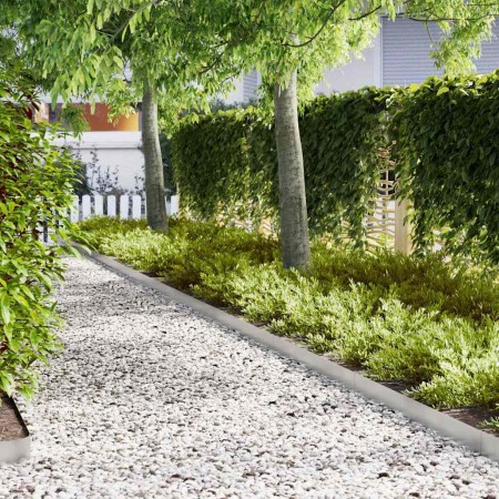 Borduras para césped 20 pcs Plateado 100 x 0.5 x 15 cm