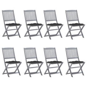 Sillas de jardín plegables 8 uds y cojines madera maciza acacia