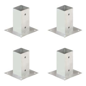 Anclajes para postes 4 unidades metal galvanizados 71 mm