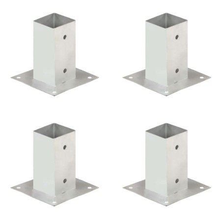 Anclajes para postes 4 unidades metal galvanizados 71 mm