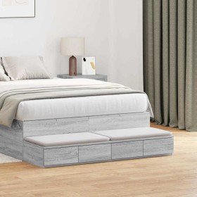Cajones de cama con cajón Gris Sonoma 120 x 36,5 x 16,5 cm en Mesitas de noche | Comprar online en Foro24