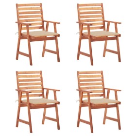 Sillas comedor de jardín y cojines 4 uds madera maciza acacia