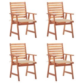 Sillas comedor de jardín y cojines 4 uds madera maciza acacia
