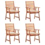 Sillas comedor de jardín y cojines 4 uds madera maciza acacia