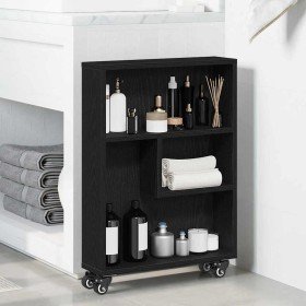 Carrito de Almacenamiento Estrecho Roble negro 48 x 13 x 68 cm en Librerías y estanterías | Comprar online en Foro24
