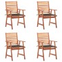 Sillas comedor de jardín y cojines 4 uds madera maciza acacia