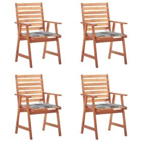 Sillas comedor de jardín y cojines 4 uds madera maciza acacia