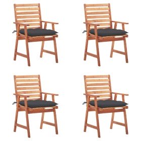Sillas comedor de jardín y cojines 4 uds madera maciza acacia
