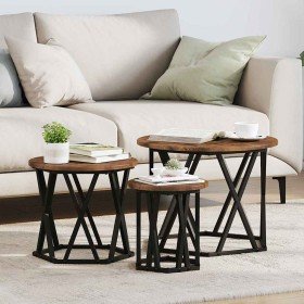 Mesa Lateral Nido 3 pcs Roble ahumado en Mesas de centro | Comprar online en Foro24