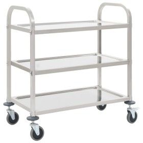 Carrito de cocina de 3 alturas 96,5x55x90 cm acero inoxidable de vidaXL, Carros de cocina y comedor - Ref: Foro24-50914, Prec...