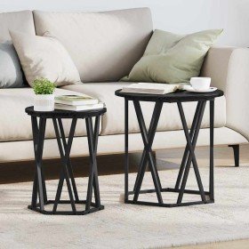 Mesa de Café 2 pcs Roble Negro Madera Ingenierizada y Acero en Mesas de centro | Comprar online en Foro24