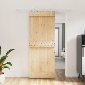Schiebetür mit Beschlägen aus massivem Kiefernholz 80x210 cm von vidaXL, Türen - Ref: Foro24-3203009, Preis: 166,85 €, Rabatt: %
