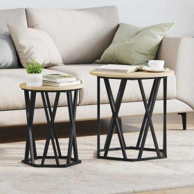 Mesa de Café 2 pcs Roble Sonoma Madera Ingenierizada y Acero en Mesas de centro | Comprar online en Foro24
