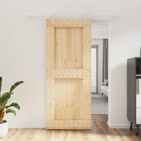 Sliding door with solid pine wood hardware 85x210 cm by vidaXL, Doors - Ref: Foro24-3203014, Price: 190,97 €, Discount: %