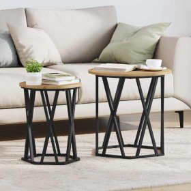 Mesa de Café 2 pcs Roble artesanal Madera Ingenierizada y Acero en Mesas de centro | Comprar online en Foro24