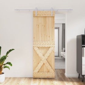 Puerta corredera con herrajes madera maciza de pino 70x210 cm