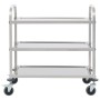 3-Höhen-Küchenwagen 96,5 x 55 x 90 cm aus Edelstahl von vidaXL, Küchen- und Speisewagen - Ref: Foro24-50914, Preis: 95,46 €, ...