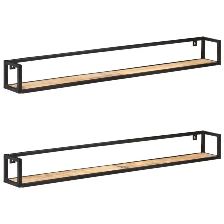 Wandregale 2 Stück 160 cm aus grobem Mangoholz von vidaXL, Regale und Regale - Ref: Foro24-320676, Preis: 114,61 €, Rabatt: %