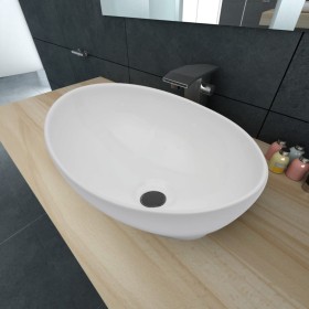 Lavabo ovalado de cerámica blanco 40x33 cm