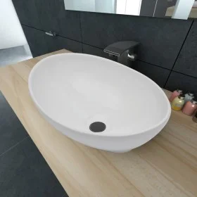Ovales Waschbecken aus weißer Keramik, 40 x 33 cm von vidaXL, Sinkt - Ref: Foro24-140674, Preis: 55,82 €, Rabatt: %