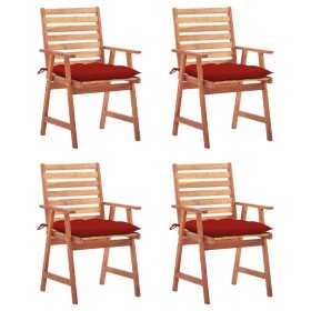 Sillas comedor de jardín y cojines 4 uds madera maciza acacia