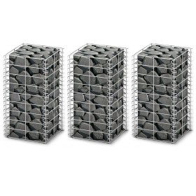 Cestas de muro de gaviones alambre galvanizado 25x25x50cm 3 uds de vidaXL, Paneles de vallas - Ref: Foro24-141044, Precio: 35...