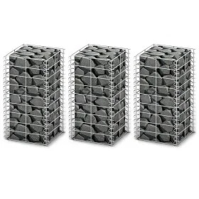Gabion wall baskets galvanized wire 25x25x50cm 3 pcs by vidaXL, fence panels - Ref: Foro24-141044, Price: 33,21 €, Discount: %