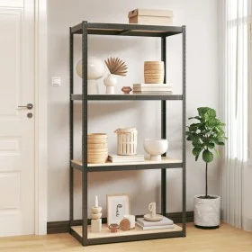 Regal mit 4 Böden aus Stahl und anthrazitfarbenem Sperrholz von vidaXL, Industrieregale - Ref: Foro24-152849, Preis: 46,59 €,...