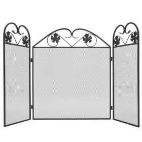 3-Panel-Kaminbildschirm aus schwarzem Eisen von vidaXL, Kaminschirme - Ref: Foro24-242005, Preis: 41,36 €, Rabatt: %