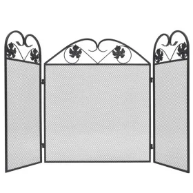 Black iron 3-panel fireplace screen by vidaXL, Fireplace screens - Ref: Foro24-242005, Price: 38,91 €, Discount: %