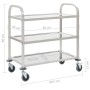 3-Höhen-Küchenwagen 96,5 x 55 x 90 cm aus Edelstahl von vidaXL, Küchen- und Speisewagen - Ref: Foro24-50914, Preis: 95,46 €, ...