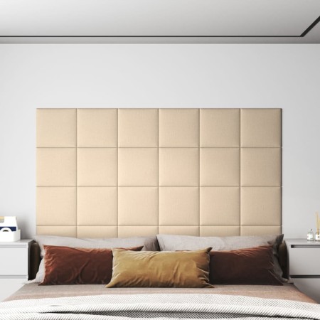 Paneles de pared 12 uds tela color crema 30x30 cm 1,08 m² by vidaXL, Wall covering - Ref: Foro24-343788, Price: 36,75 €, Disc...