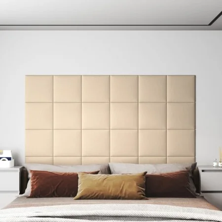 Paneles de pared 12 uds tela color crema 30x30 cm 1,08 m² by vidaXL, Wall covering - Ref: Foro24-343788, Price: 44,35 €, Disc...