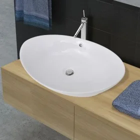 Oval washbasin and ceramic overflow hole 59x38.5 cm by vidaXL, Sinks - Ref: Foro24-140679, Price: 85,50 €, Discount: %