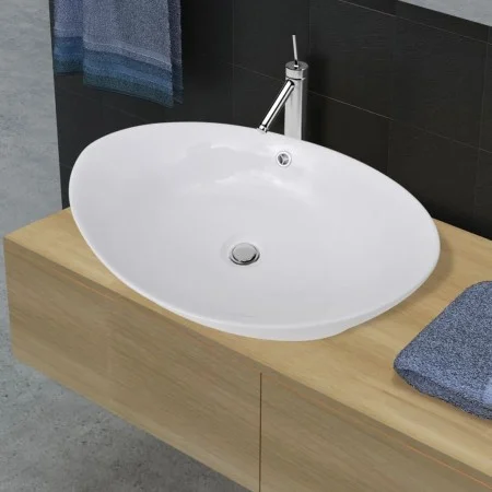 Oval washbasin and ceramic overflow hole 59x38.5 cm by vidaXL, Sinks - Ref: Foro24-140679, Price: 85,50 €, Discount: %