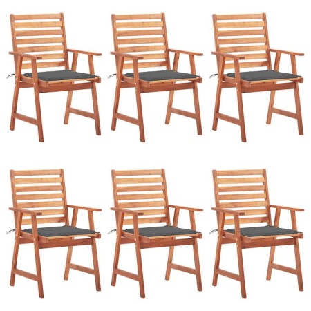 Sillas comedor de jardín y cojines 6 uds madera maciza acacia