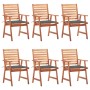 Sillas comedor de jardín y cojines 6 uds madera maciza acacia