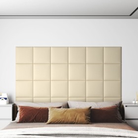 Paneles de pared 12 uds cuero sintético crema 30x30 cm 1,08 m²