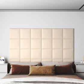 Paneles de pared 12 uds terciopelo crema 30x30 cm 