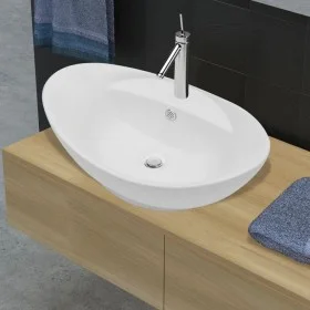 Ovales Keramikwaschbecken mit Wasserhahnloch und Überlauf von vidaXL, Sinkt - Ref: Foro24-140678, Preis: 100,32 €, Rabatt: %