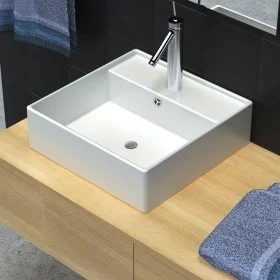 Luxurious square ceramic washbasin with tap hole 41x41 cm by vidaXL, Sinks - Ref: Foro24-140684, Price: 77,03 €, Discount: %