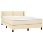 Box spring bed with cream fabric mattress 140x190 cm by vidaXL, Beds and slatted bases - Ref: Foro24-3126162, Price: 402,33 €...