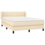 Box spring bed with cream fabric mattress 140x190 cm by vidaXL, Beds and slatted bases - Ref: Foro24-3126242, Price: 413,42 €...