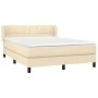 Box spring bed with cream fabric mattress 140x190 cm by vidaXL, Beds and slatted bases - Ref: Foro24-3126242, Price: 411,48 €...