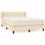 Box spring bed with cream fabric mattress 140x190 cm by vidaXL, Beds and slatted bases - Ref: Foro24-3126322, Price: 419,08 €...
